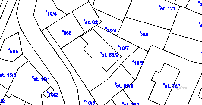 Parcela st. 59/2 v KÚ Jevany, Katastrální mapa