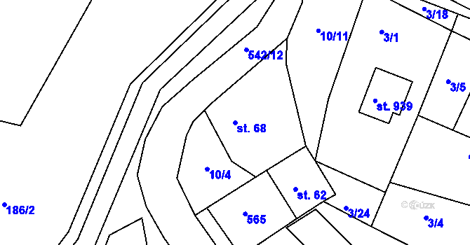 Parcela st. 68 v KÚ Jevany, Katastrální mapa