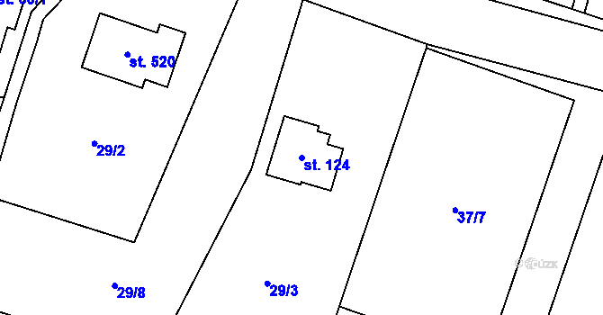 Parcela st. 124 v KÚ Jevany, Katastrální mapa