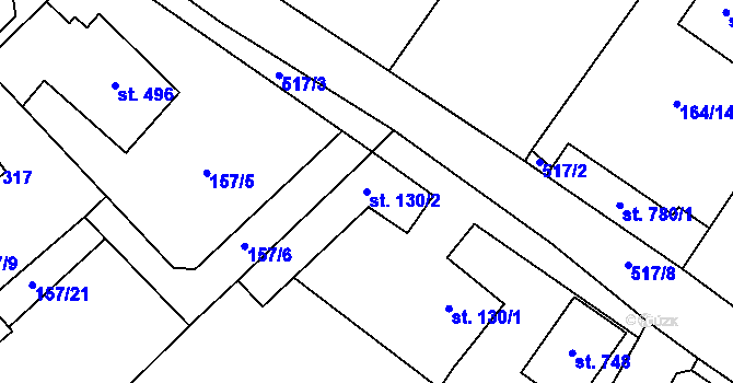 Parcela st. 130/2 v KÚ Jevany, Katastrální mapa