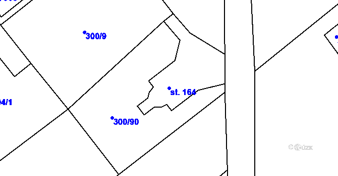 Parcela st. 164 v KÚ Jevany, Katastrální mapa