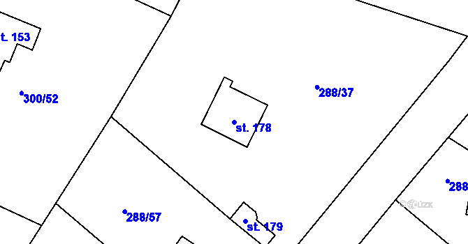 Parcela st. 178 v KÚ Jevany, Katastrální mapa