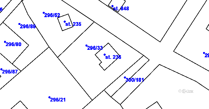 Parcela st. 236 v KÚ Jevany, Katastrální mapa