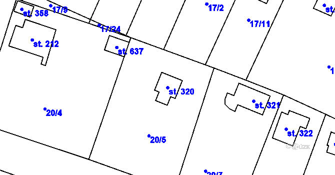 Parcela st. 320 v KÚ Jevany, Katastrální mapa
