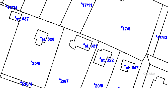 Parcela st. 321 v KÚ Jevany, Katastrální mapa