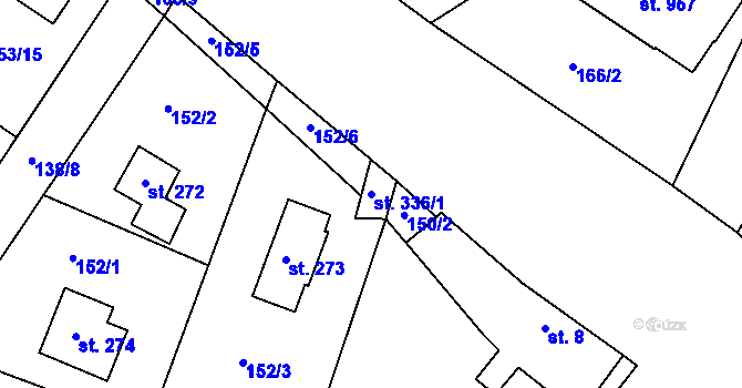 Parcela st. 336/1 v KÚ Jevany, Katastrální mapa