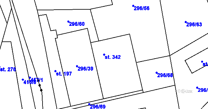 Parcela st. 342 v KÚ Jevany, Katastrální mapa