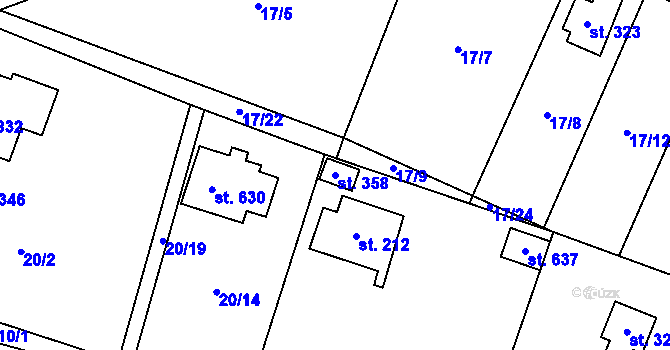 Parcela st. 358 v KÚ Jevany, Katastrální mapa