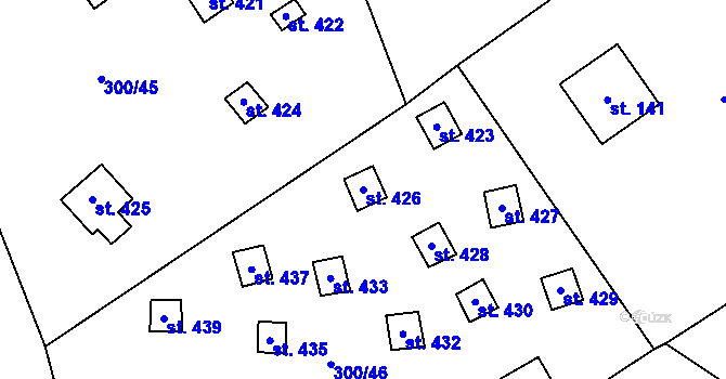 Parcela st. 426 v KÚ Jevany, Katastrální mapa