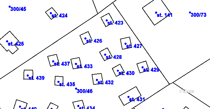 Parcela st. 428 v KÚ Jevany, Katastrální mapa