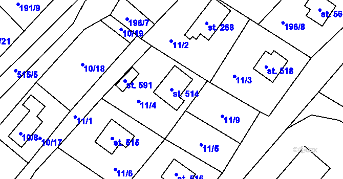 Parcela st. 514 v KÚ Jevany, Katastrální mapa