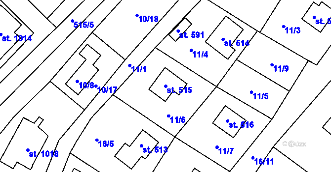 Parcela st. 515 v KÚ Jevany, Katastrální mapa