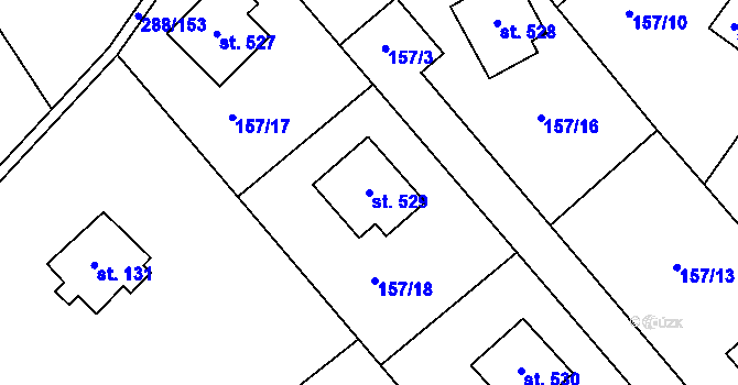 Parcela st. 529 v KÚ Jevany, Katastrální mapa