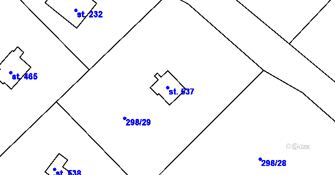 Parcela st. 537 v KÚ Jevany, Katastrální mapa