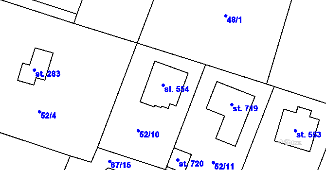Parcela st. 554 v KÚ Jevany, Katastrální mapa