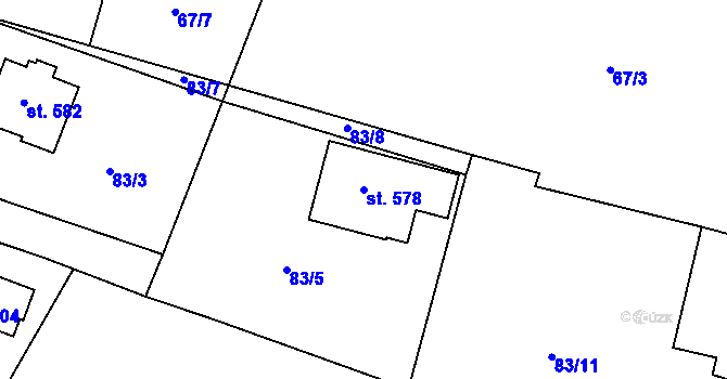Parcela st. 578 v KÚ Jevany, Katastrální mapa
