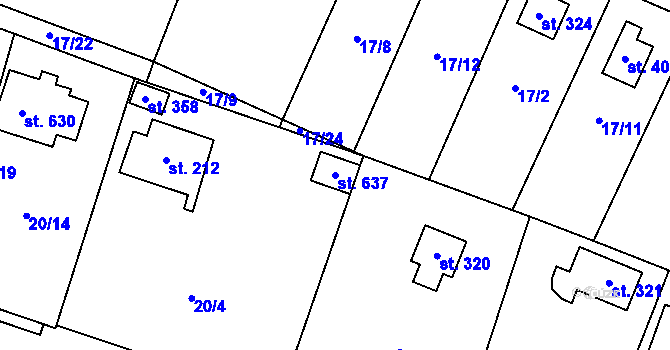 Parcela st. 637 v KÚ Jevany, Katastrální mapa