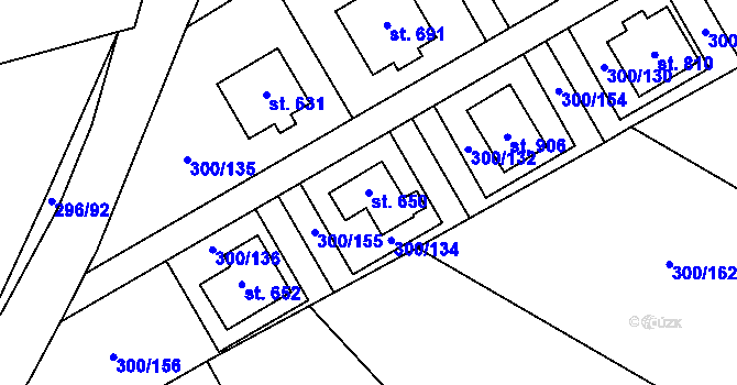 Parcela st. 650 v KÚ Jevany, Katastrální mapa