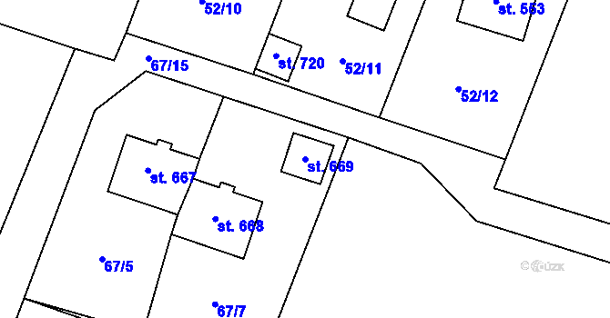 Parcela st. 669 v KÚ Jevany, Katastrální mapa