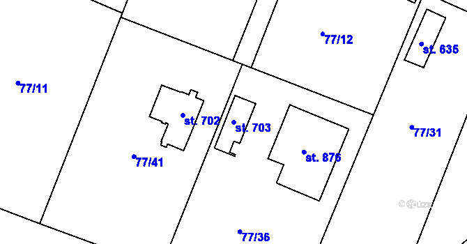 Parcela st. 703 v KÚ Jevany, Katastrální mapa
