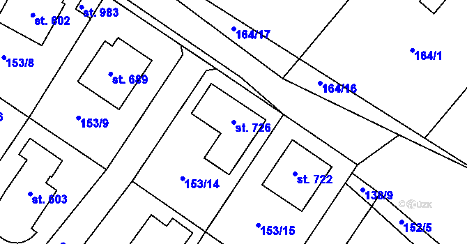 Parcela st. 726 v KÚ Jevany, Katastrální mapa