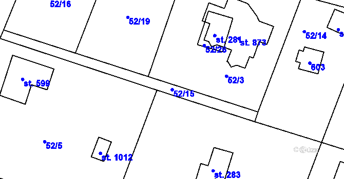 Parcela st. 52/15 v KÚ Jevany, Katastrální mapa