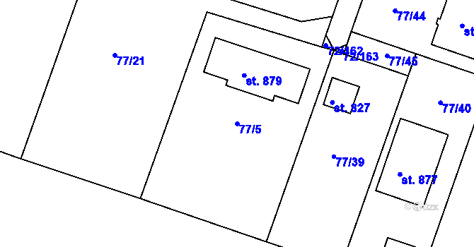 Parcela st. 77/5 v KÚ Jevany, Katastrální mapa