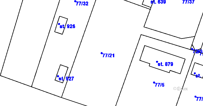Parcela st. 77/21 v KÚ Jevany, Katastrální mapa