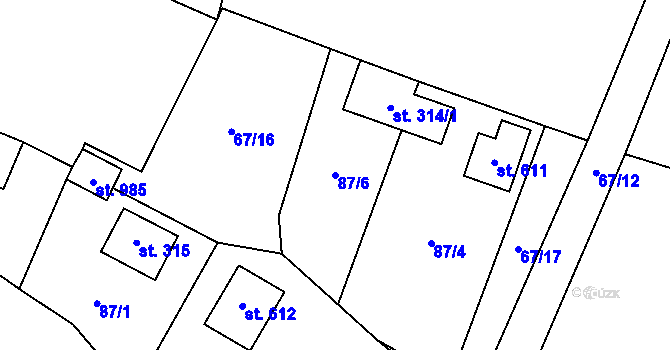 Parcela st. 87/6 v KÚ Jevany, Katastrální mapa