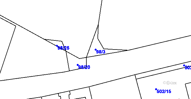 Parcela st. 98/3 v KÚ Jevany, Katastrální mapa
