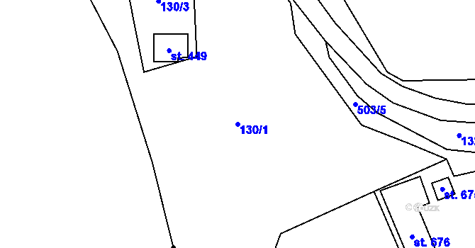 Parcela st. 130/1 v KÚ Jevany, Katastrální mapa