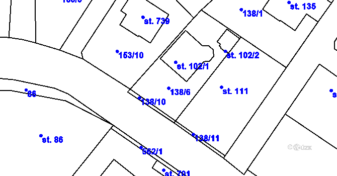 Parcela st. 138/6 v KÚ Jevany, Katastrální mapa