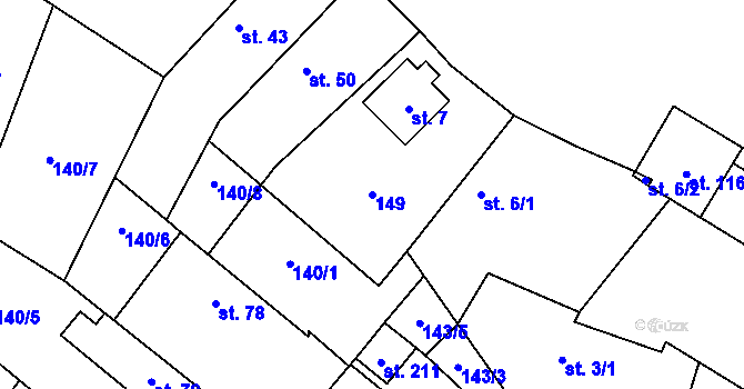 Parcela st. 149 v KÚ Jevany, Katastrální mapa