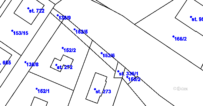 Parcela st. 152/6 v KÚ Jevany, Katastrální mapa