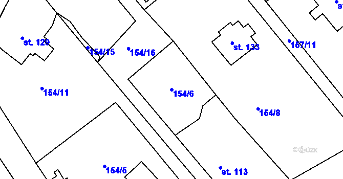 Parcela st. 154/6 v KÚ Jevany, Katastrální mapa