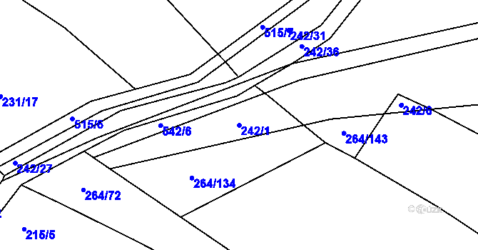 Parcela st. 242/1 v KÚ Jevany, Katastrální mapa