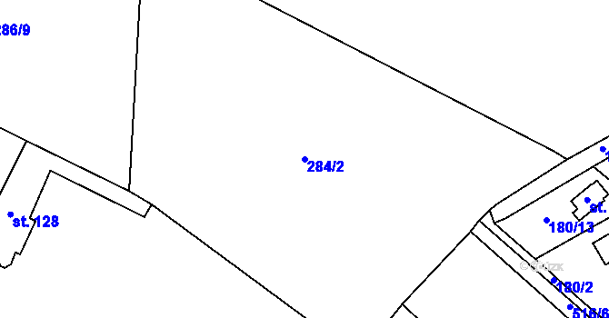 Parcela st. 284/2 v KÚ Jevany, Katastrální mapa