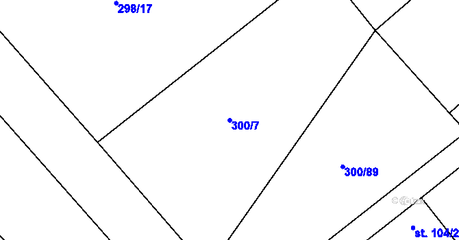 Parcela st. 300/7 v KÚ Jevany, Katastrální mapa