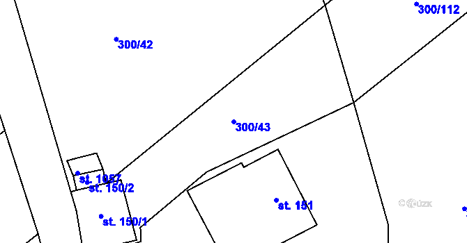 Parcela st. 300/43 v KÚ Jevany, Katastrální mapa