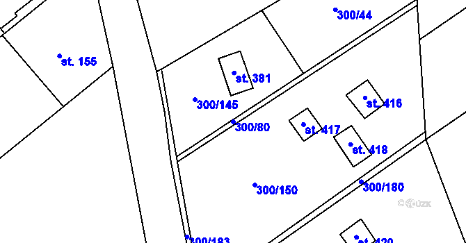 Parcela st. 300/80 v KÚ Jevany, Katastrální mapa