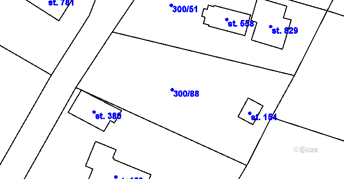 Parcela st. 300/88 v KÚ Jevany, Katastrální mapa
