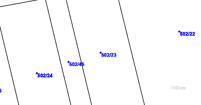 Parcela st. 502/23 v KÚ Jevany, Katastrální mapa