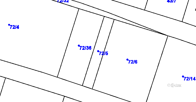 Parcela st. 72/5 v KÚ Jevany, Katastrální mapa