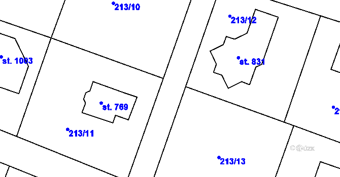 Parcela st. 213/19 v KÚ Jevany, Katastrální mapa