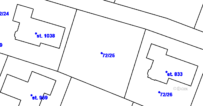 Parcela st. 72/25 v KÚ Jevany, Katastrální mapa