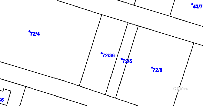 Parcela st. 72/36 v KÚ Jevany, Katastrální mapa
