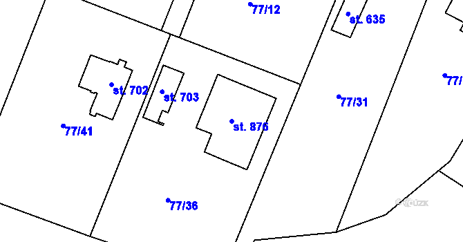 Parcela st. 876 v KÚ Jevany, Katastrální mapa