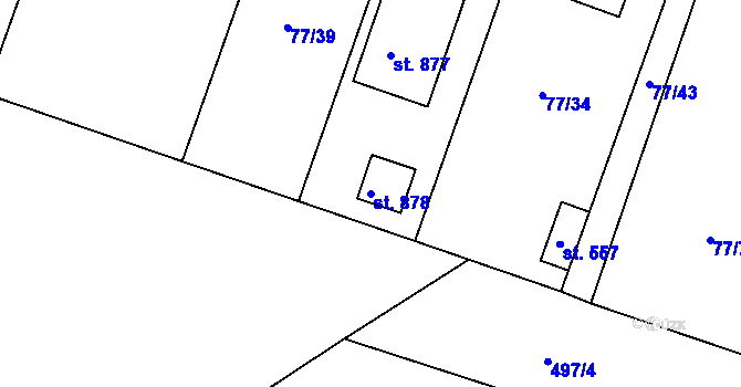 Parcela st. 878 v KÚ Jevany, Katastrální mapa