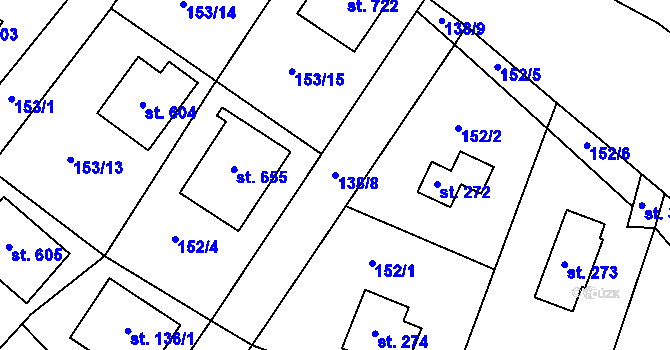 Parcela st. 138/8 v KÚ Jevany, Katastrální mapa