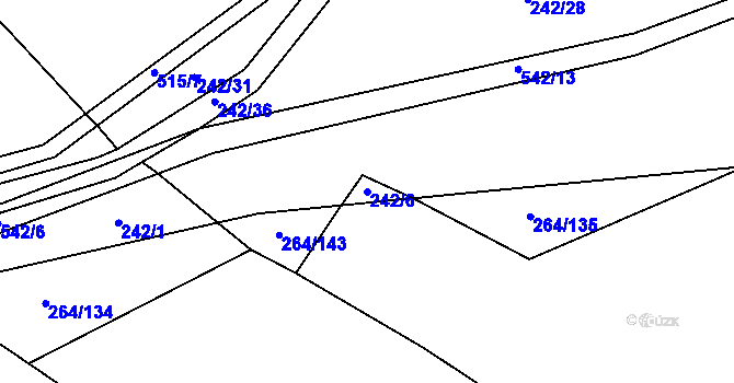 Parcela st. 242/6 v KÚ Jevany, Katastrální mapa